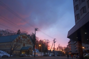 阿寒湖春の夕暮れ